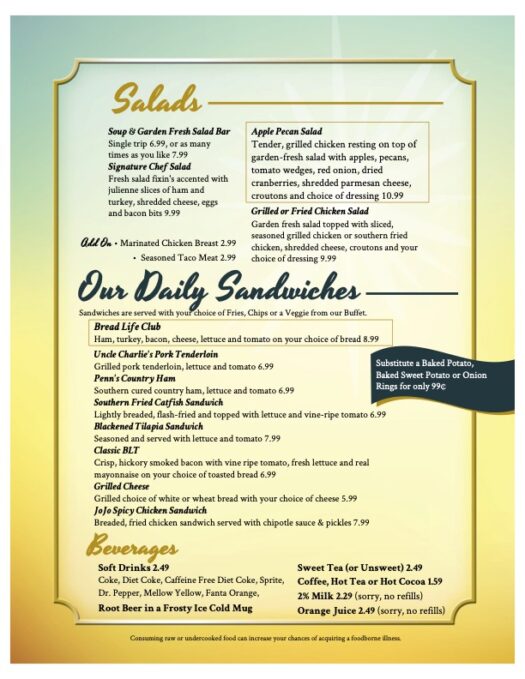 New Menu | Bread of Life Cafe